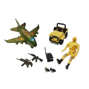 اسباب بازی جنگی مدل ارتشی هواپیما و سرباز بسته 8 عددی