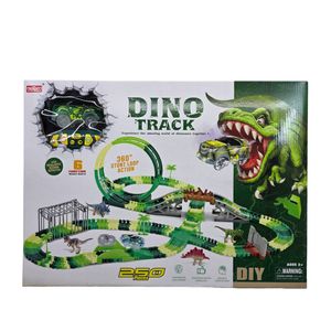 اسباب بازی ناب سل مدل 250 تکه کنترلی ترن هوایی چراغدار موزیکال طرح دایناسور کد 250pcs of dinosaur themed musical roller coaster with lights