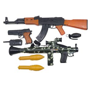 ست تفنگ بازی ناب سل مدل کماندو آر پی جی کلاشینکف کلت rpg ak 47 colt