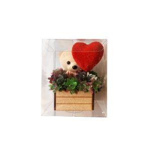 ست هدیه عروسک مدل خرس سبد گل دار مینیاتوری tlgh