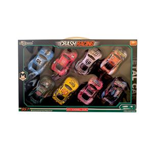 ماشین بازی طرح فلزی عقب کش مدل crash racing بسته 8 عددی