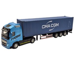 ماکت ماشین تریلی 18 چرخ کمر شکن کانتینردار ولوو فلزی چراغدار موزیکال ترانزیت کد mercedes benz actros metal container trailer with musical lights