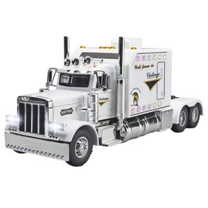 ماکت ماشین ناب سل مدل تریلی فلزی چراغدار موزیکال کد peterbilt 389 tractors truck naabwhi002