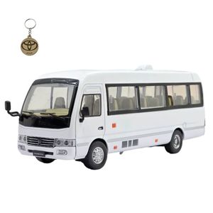 ماکت ماشین ناب سل مدل مینی بوس تویوتا کاستر فلزی سانروف چراغدار موزیکال عقب کش toyota coaster bus به همراه جاسوییچی