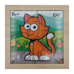 پازل 4 تکه اطلس آبی طرح حیوان گربه مدل p4 017