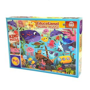 پازل 40 تکه کینگ مدل آموزشی حیوانات دریایی marine animals