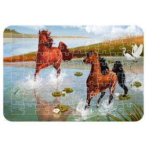 پازل 54 تکه اطلس آبی طرح نقاشی اسب و لک لک مدل p1608