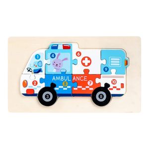 پازل آموزشی مدل چوبی طرح آمبولانس حیوانات