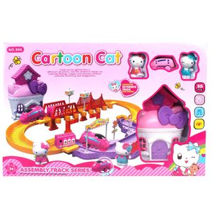 کیت قطار اسباب بازی 35 تکه طرح هلوکیتی مدل cartoon cat
