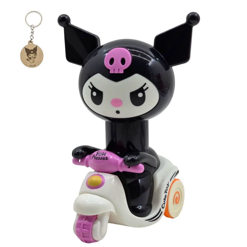 اسباب بازی ناب سل مدل کرومی فشاری قدرتی موتور سوار kuromi fun pressure ارتفاع 15 سانتی متر