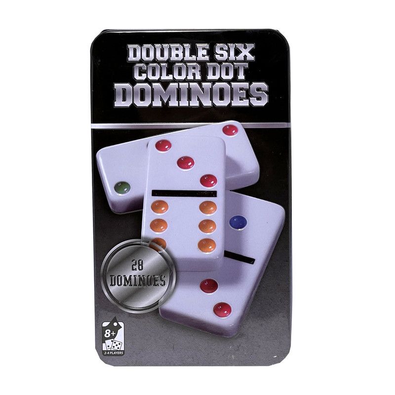 بازی فکری ناب سل مدل دومینو 28 عددی نقطه رنگی نشکن همراه با قاب فلزی کد double six color dot dominoes naab001