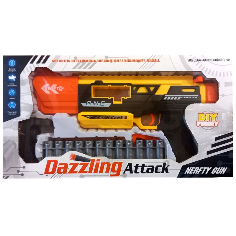 تفنگ بازی مدل nerfty gun طرح خشاب دار