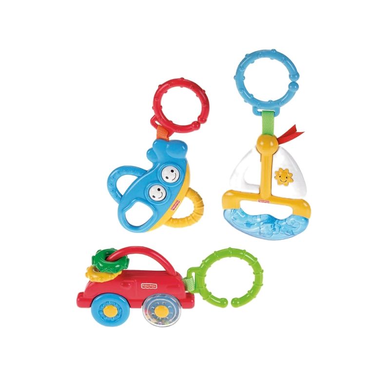 جغجغه فیشر پرایس مدل rattles on the go کد x2923 مجموعه 3 عددی