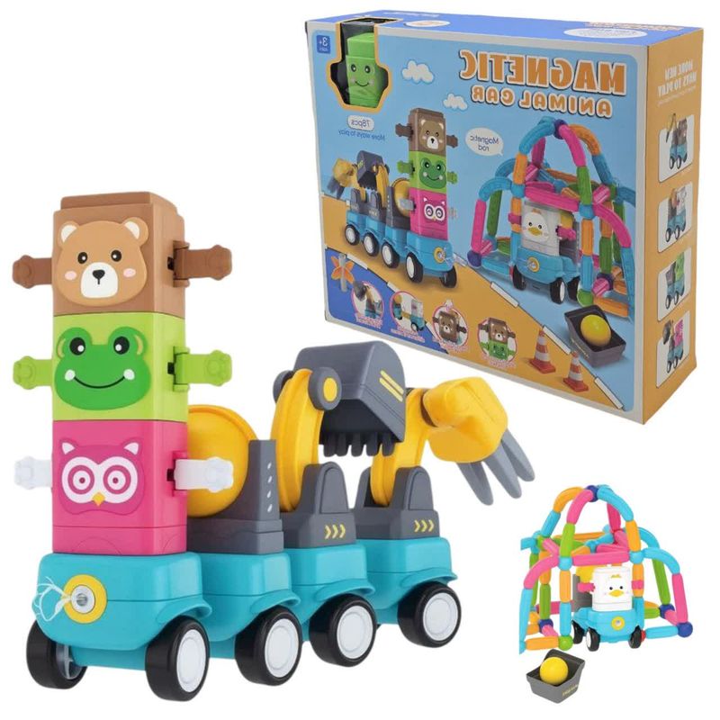 ساختنی 78 تکه ناب سل مدل مگنتی ماشین حیوانات کد magnetic animal car