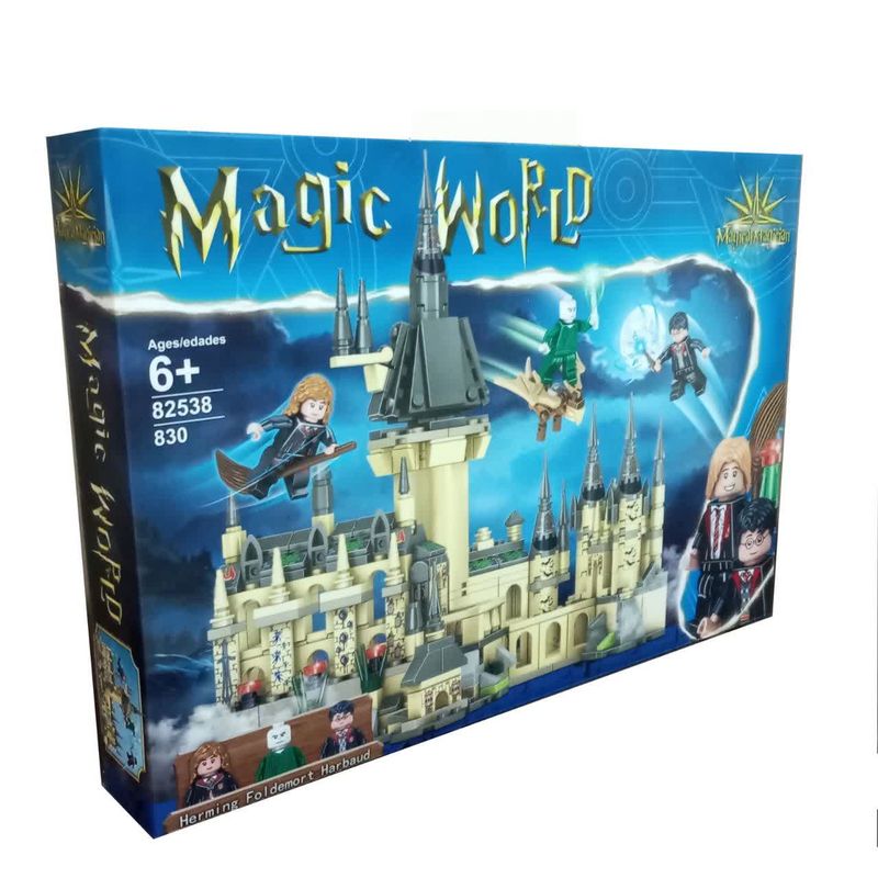 ساختنی 830 تکه ناب سل مدل هری پاتر دنیای جادویی به همراه سه عدد فیگور 830pcs harry potter magic castle model building kit82538