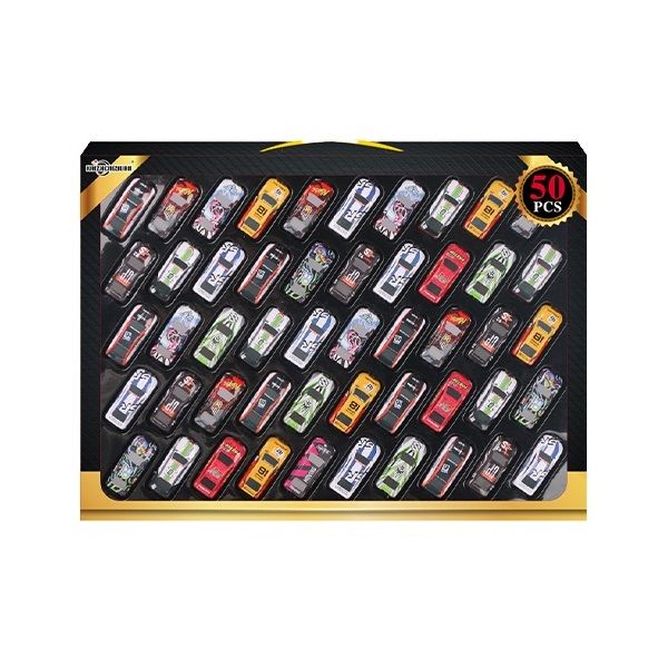 ست 50 عددی ماشین بازی فلزی مدل سواری عقب‌کش مقیاس 1:64 با طرح اسپرت و چهار چرخ کد kz957