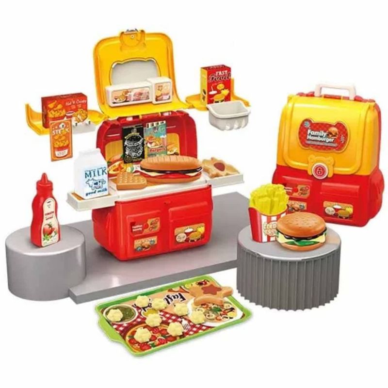 ست اسباب بازی آشپزخانه ناب سل مدل کوله پشتی فست فود 37 تکه 37pcs family hamburger children house