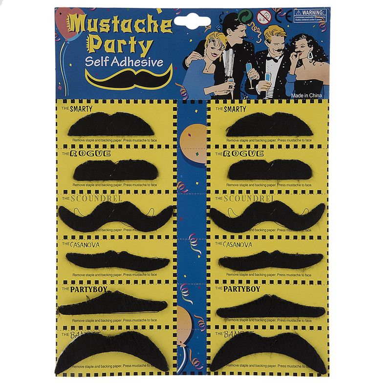 ست سیبیل نمایشی مدل black mustache بسته 12 عددی