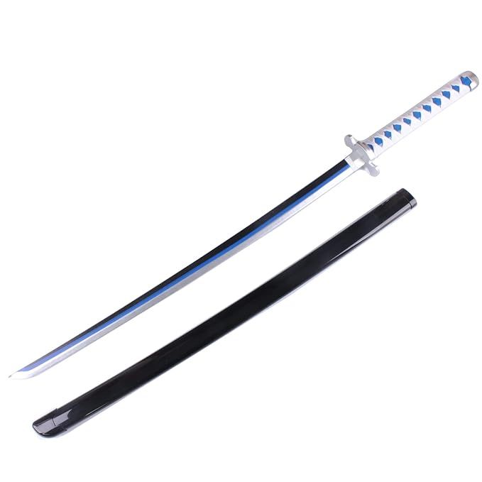 ست شمشیر بازی مدل شمشیر چوبی 1 متری مدل گیو تومیوکا giyu tomioka طرح شیطانکش demon slayer کد 02