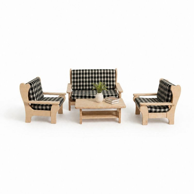 ست مبلمان چوبی مینیاتوری کد ga13 97 مجموعه 4 عددی