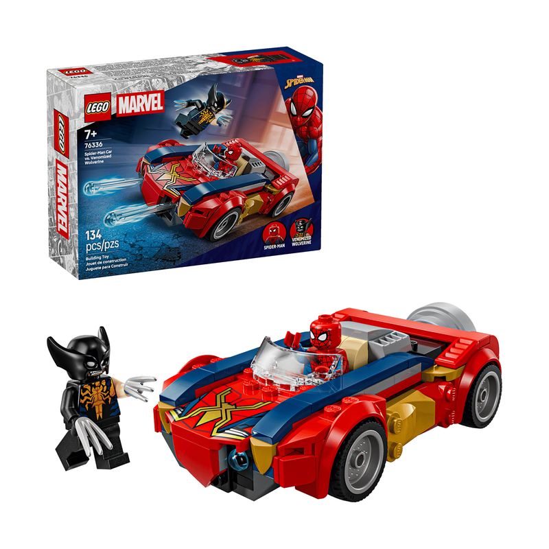 لگو 134 تکه سری marvel مدل spider man car vs. venomized wolverine کد 76336