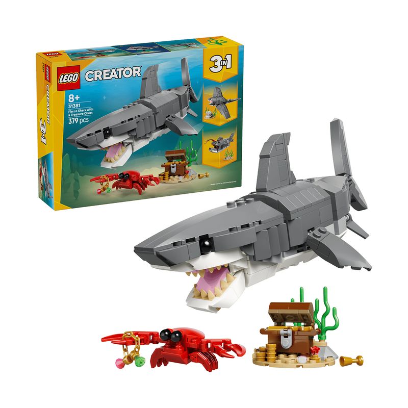 لگو 379 تکه سری creator 3 in 1 مدل fierce shark with a treasure chest کد 31381