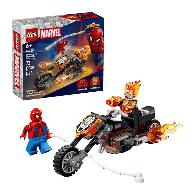لگو 72 تکه سری marvel مدل spider man vs. ghost rider motorcycle کد 76335