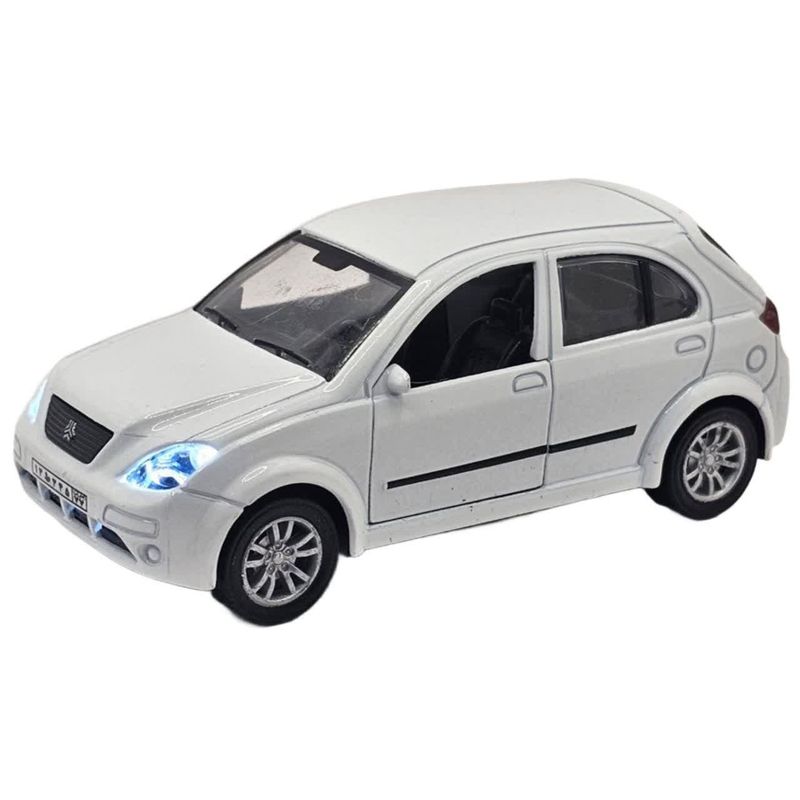 ماشین بازی ناب سل مدل تیبا دو فلزی چراغدار موزیکال کد die cast tiba 2 toy car with lights and music