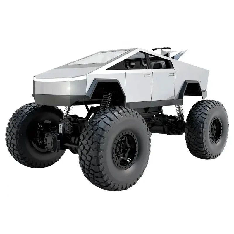 ماشین بازی کنترلی mz مدل تسلا سایبر تراک بزرگ 1:08 با چهارچرخ محرک 4x4 دو موتور براش بدنه آلیاژ آلومینیوم سرعت تا 8 کیلومتر بر ساعت چراغ led و باتری شارژی 7.4 ولت با کنترل 2.4 گیگاهرتز