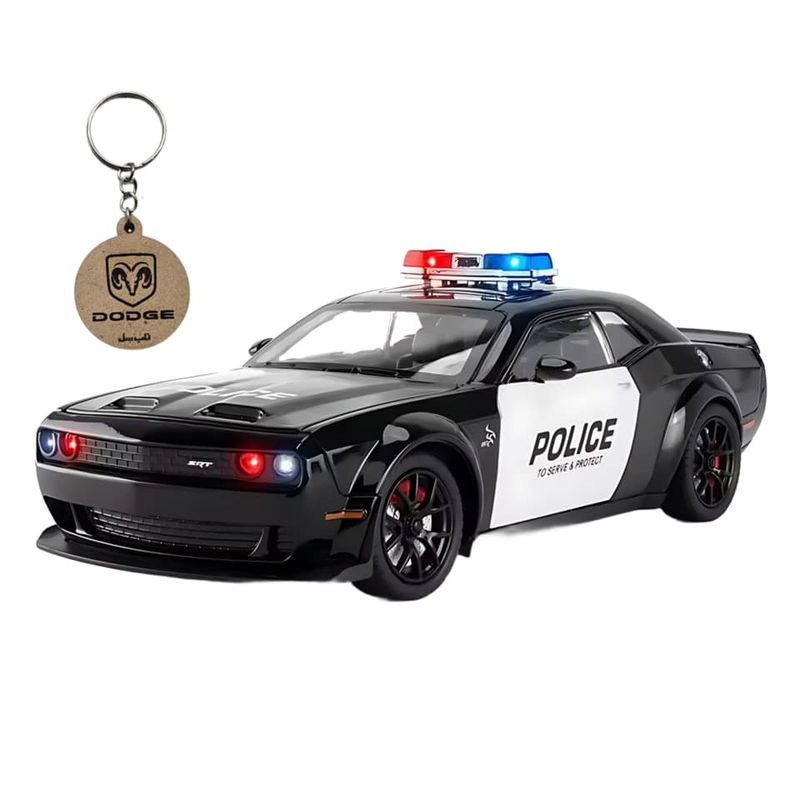 ماکت ماشین ناب سل مدل دوج چلنجر هلکت پلیس فلزی همراه با جاسوییچی dodge challenger srt police