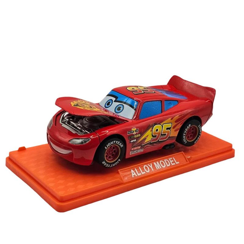 ماکت ماشین ناب سل مدل مک کوئین فلزی چراغدار موزیکال کد mcqueen metal light up musical به همراه استند