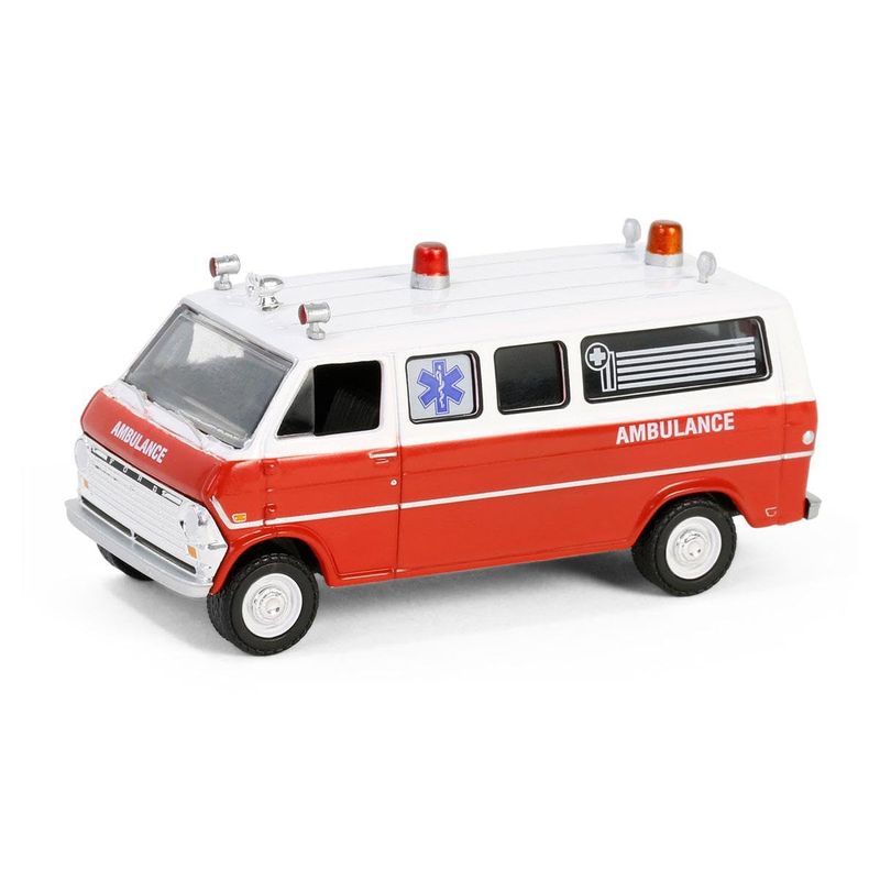 ماکت ماشین گرین‌لایت مدل 1970 ford club wagon ambulance airplane