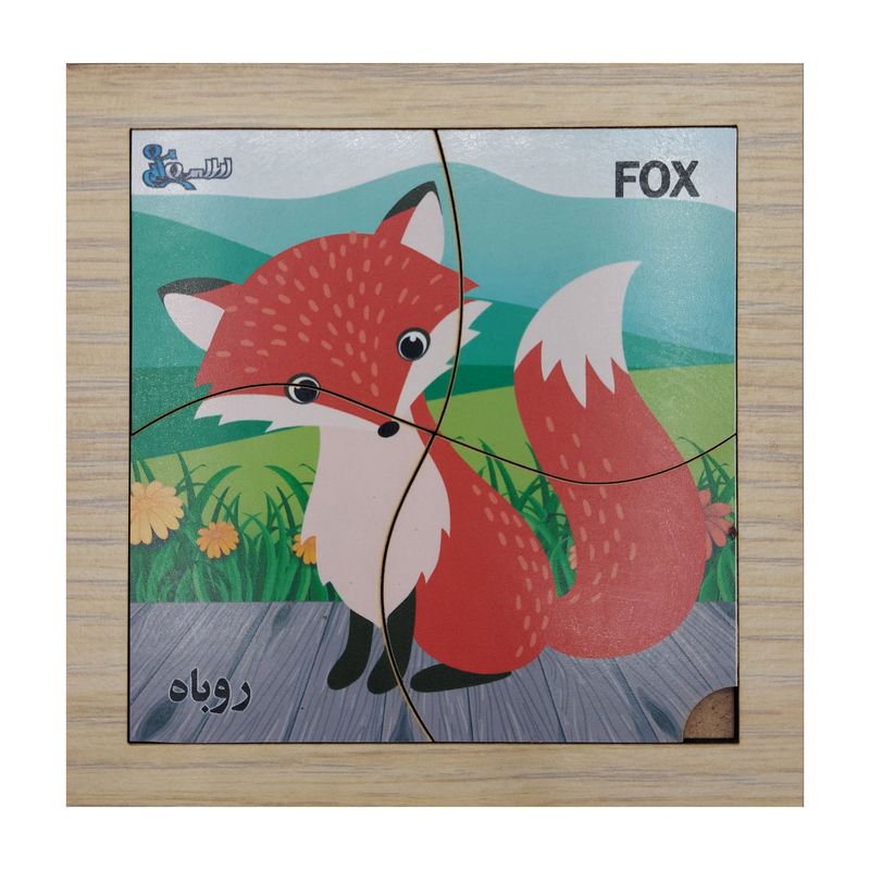 پازل 4 تکه اطلس آبی طرح حیوان روباه مدل p4 015