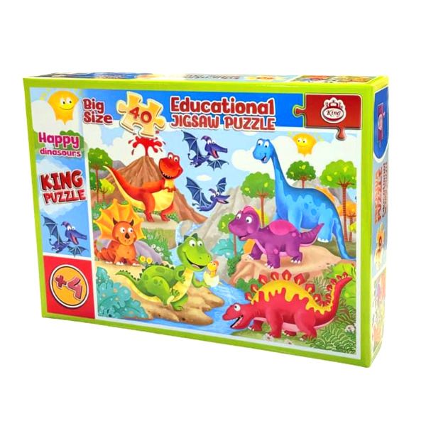 پازل 40 تکه کینگ مدل آموزشی happy dinasours