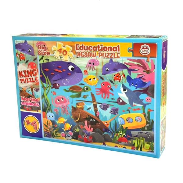 پازل 40 تکه کینگ مدل آموزشی حیوانات دریایی marine animals