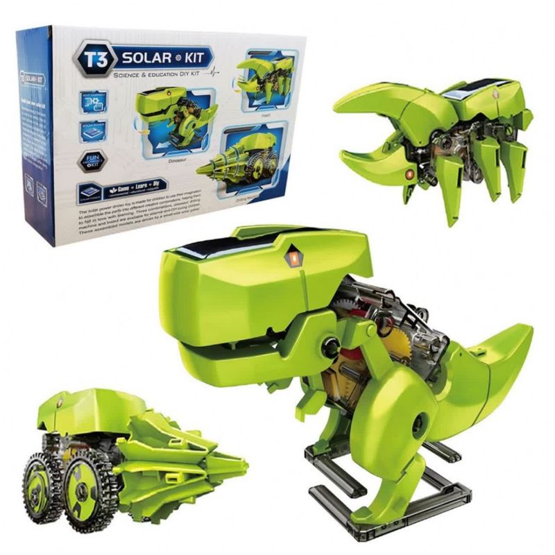کیت آموزشی ناب سل مدل کیوت سان لایت ربات خورشیدی t3 کد t3 solar kit dinosaur 3in1